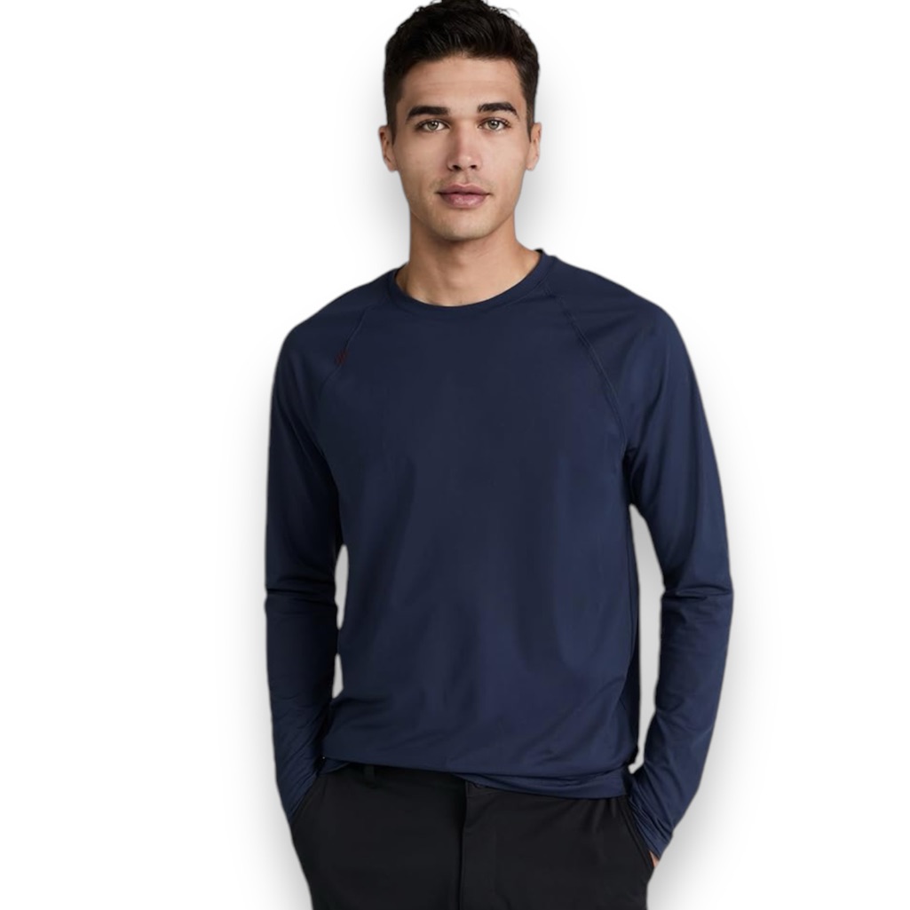 Rhone Reign Mens Long Sleeve Workout Anti-Odor Quick Dry Mens Gym Shirt Upf 50+